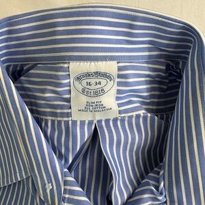 BROOKS BROTHERS 1818 SHIRT, 16-34 Blue White Stripes